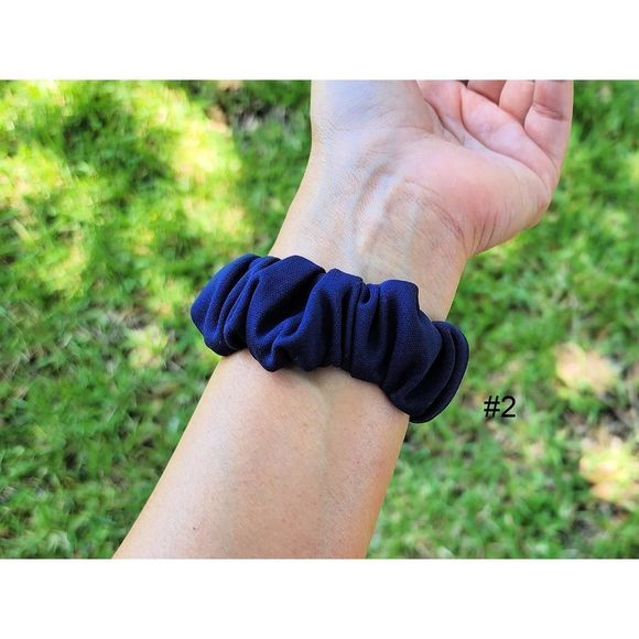 Navy Blue Scrunchies Watch Band for Apple Watch, Fitbit, Samsung, Garmin, Gizmo - Picture 4 of 9